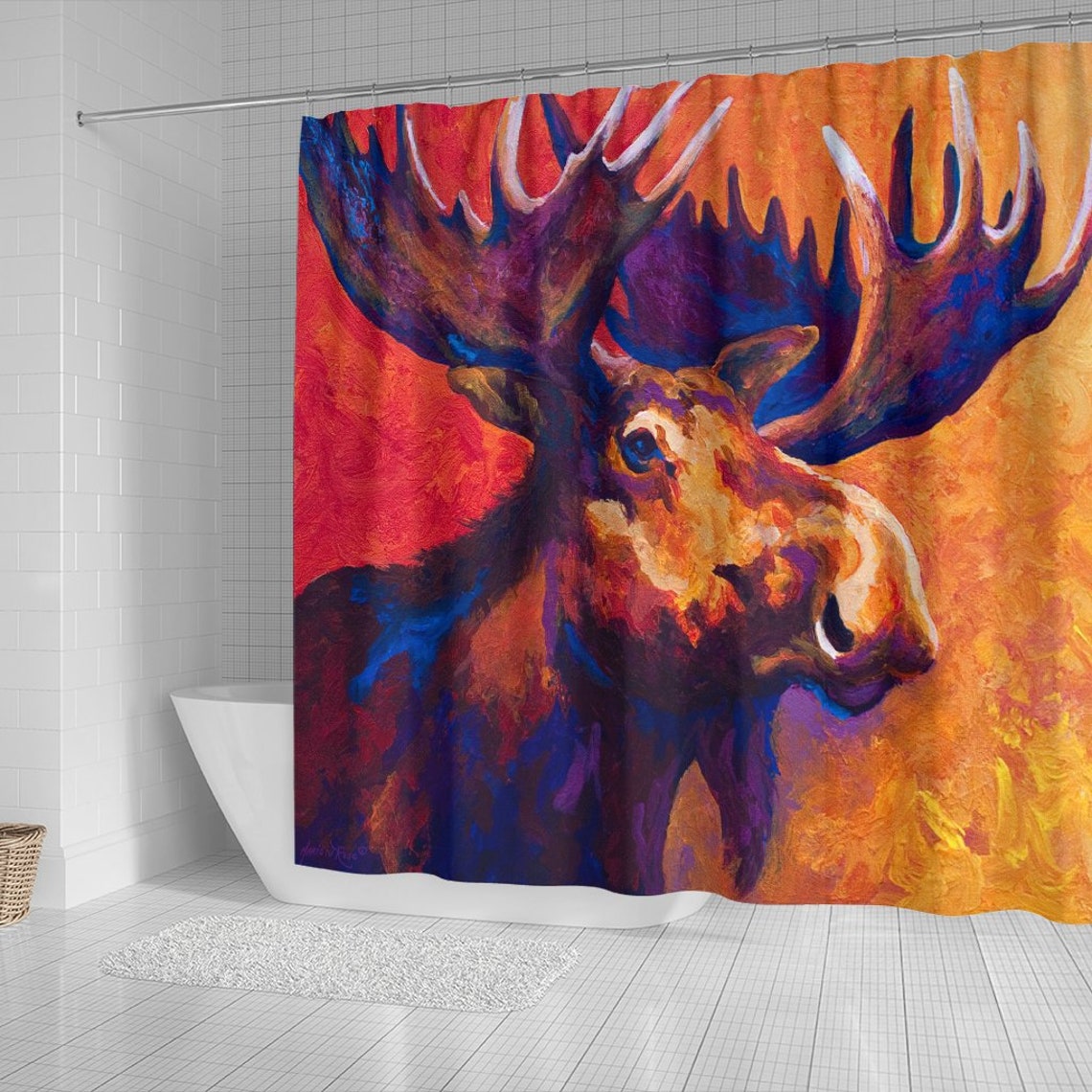Moose Shower Curtain Etsy