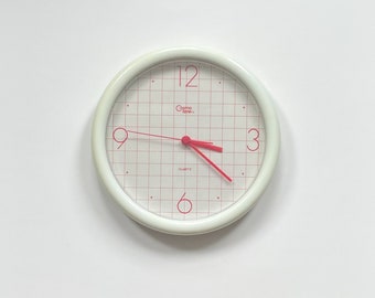 Retro Cosmo Time Wall Clock w/ Red Graph Paper Face w/ Matching Dial & Hands