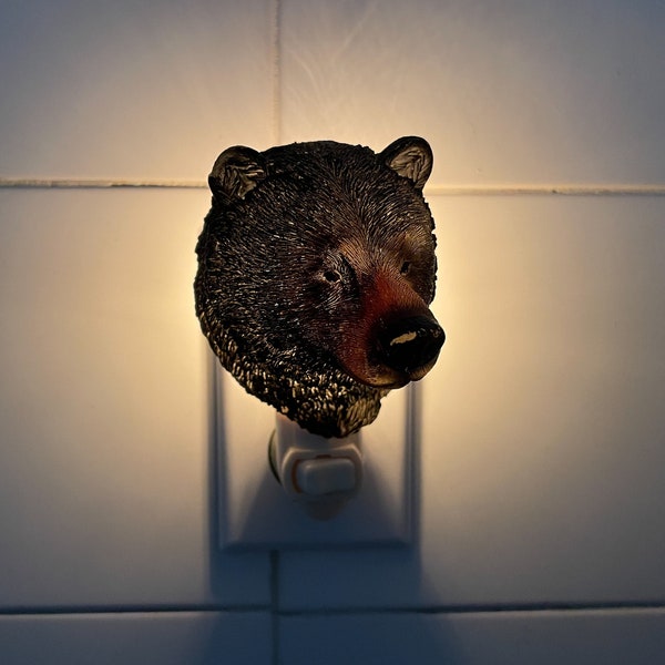 Vtg Novelty Bear Night Light Black Bear Cabin Decor