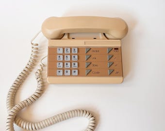 レトロな80年代風ツートンブラウンのデスクフォン - レトロなオフィス装飾