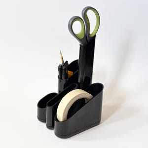 1980s “Pencil Palace” Black Acrylic Modular Pen & Stationery Caddy MCM Office Decor