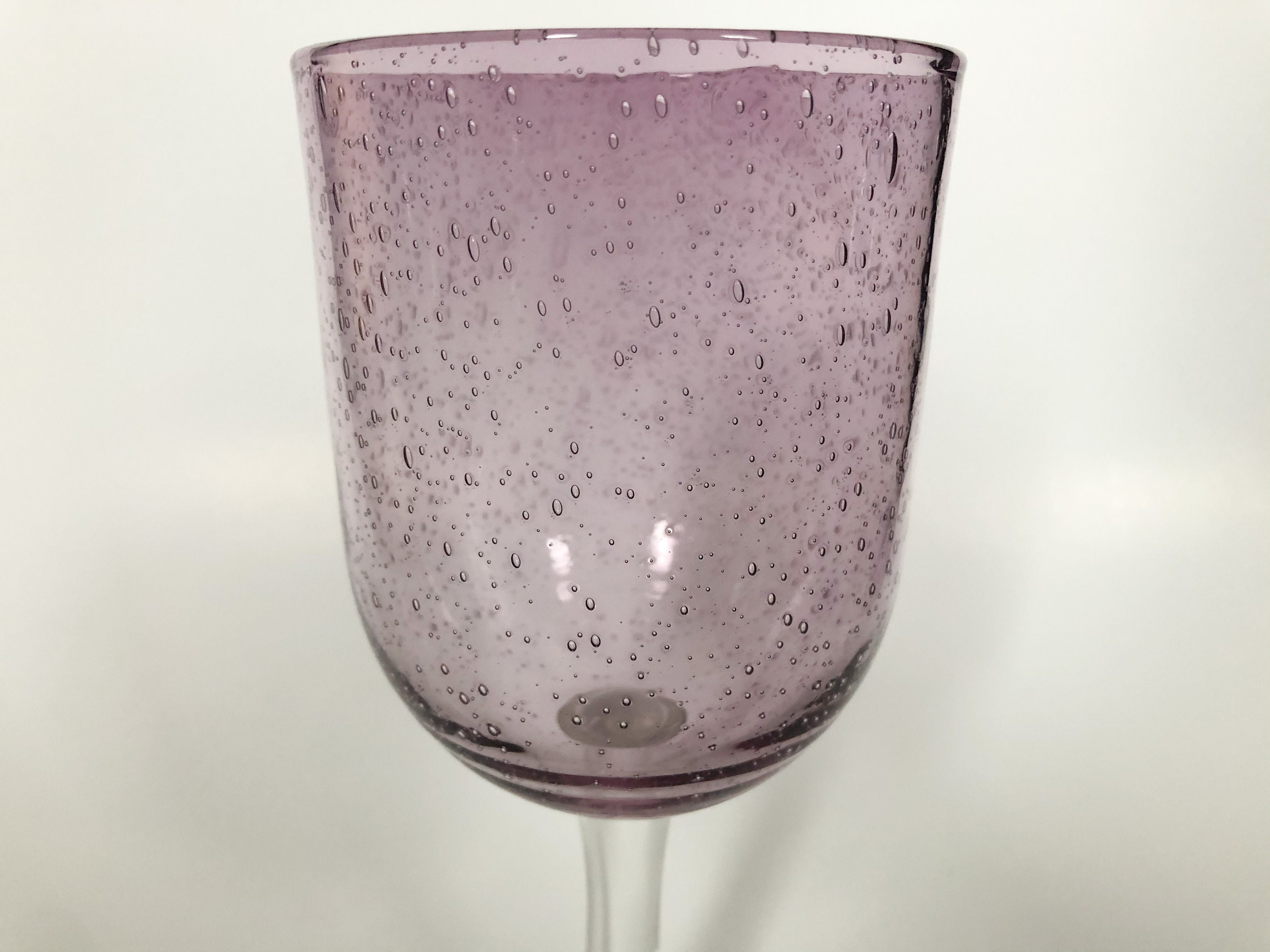 Purple Bubble Glass Wine Glass Set Large Vintage 5pc Set Etsy