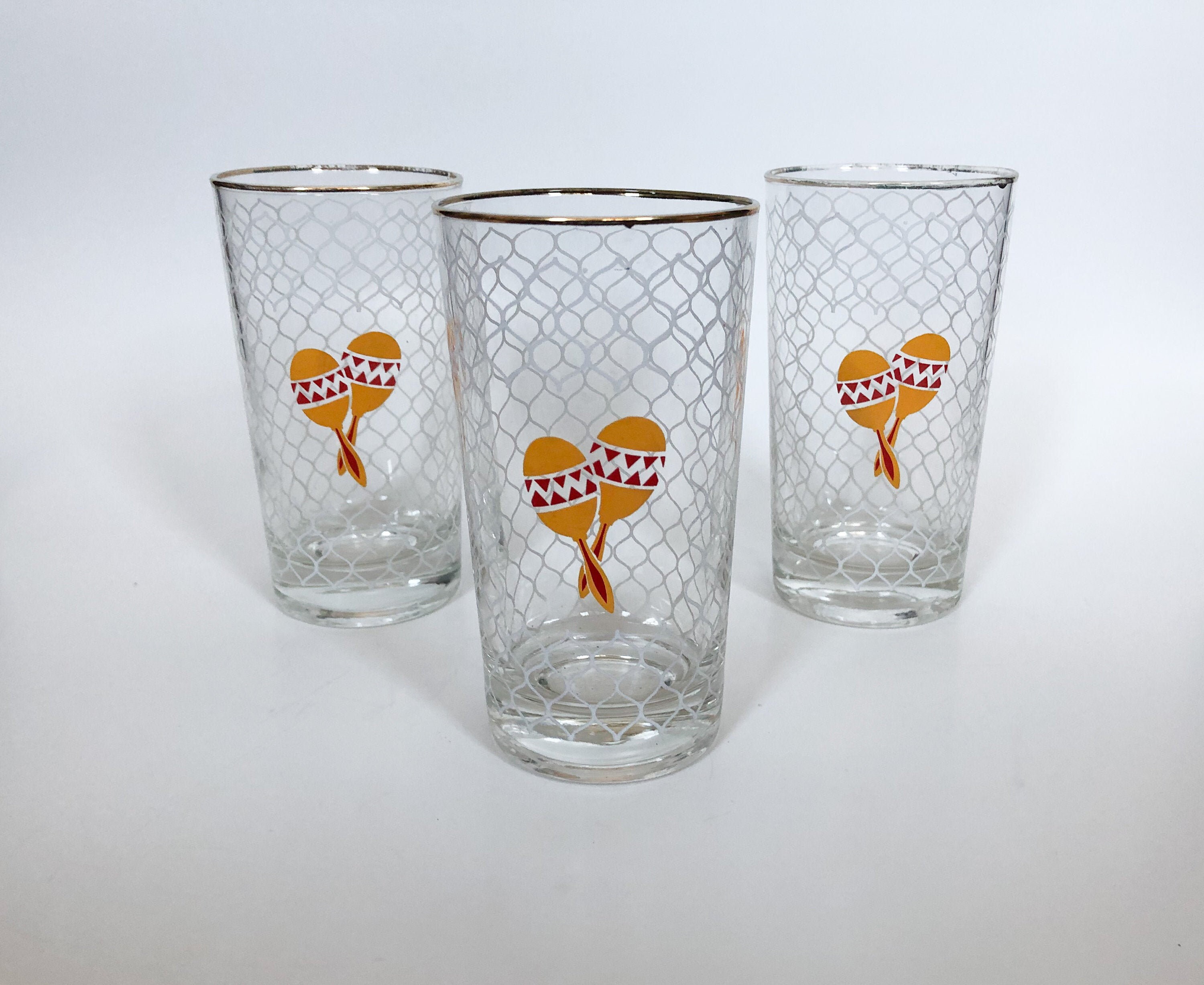 Maraca Highball Glasses Vintage Cutler Glassware 3pc Set Etsy