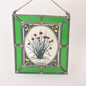 Atrapasueños de cebollino del Gremio de Vitrales de Toronto - Panel de arte botánico con hierbas