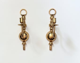 Vintage messing kandelaars • Gouden wandkandelaars in koloniale stijl • Traditionele messing decoratie • Set van 2