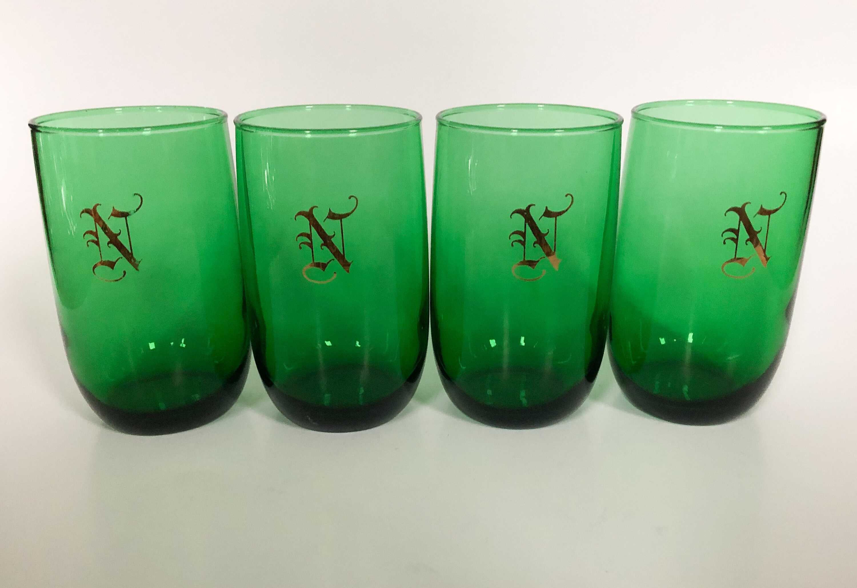 Emerald Green Drinking Glasses w/ Gold N Cocktail Glasses Etsy