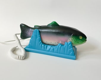 Retro Novelty Fish Phone w/ Icy Water Cradle Landline Dial Telephone