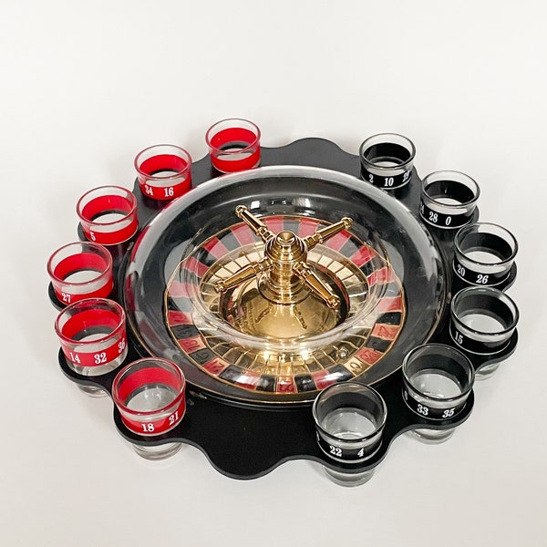 VTG Shot Roulette Wheel Fun Casino Jeu à boire vintage Barware