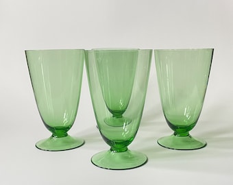 Ensemble de 4 verres à vin vert VTG sans pied avec pied pomme