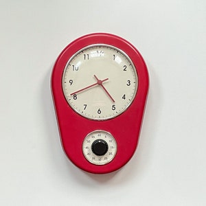 Kitchen Wall Clock, Vintage Wall Clocks Kitchen Clock Kitchen Timer for  Home Living Room Red