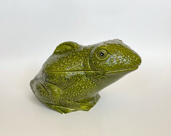 VTG Frog Plat de service grand couvercle Casserole de crapaud fantaisie avec encoche pour cuillère