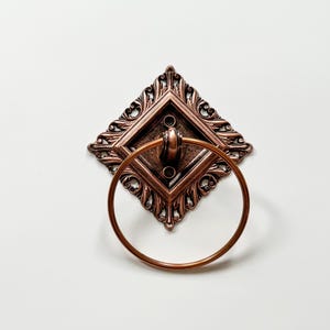 1960s Copper Hand Towel Ring by DART w/ Ornate Diamond Mount
