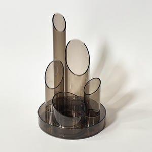 Retro Desk Organizer Grey Plastic Modular Pen & Stationery Caddy MCM Office Decor