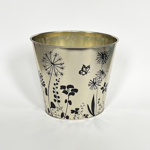 Vtg Brass Floral Waste Bin By JV Reed Small Oblong Gold Flower & Butterfly Wastepaper Basket