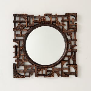 MCM Geometric Wall Mirror by Coppercraft Guild w/ Varying Patterns & Textures