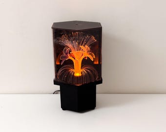 Vtg Fibre Optic Flower Lamp - Retro 70s Spinning Colour Changing Light -  Space Age Decor