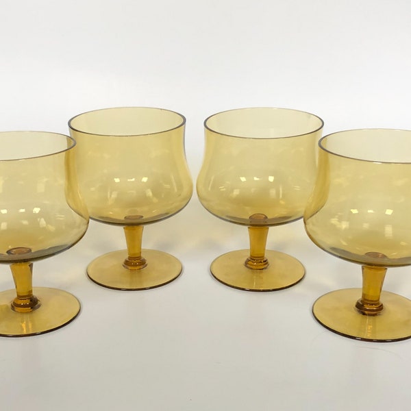 Vintage Amber Wine Glasses, Rosé Style Glasses, Snifter Glasses, 4pcs