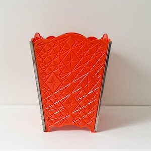 1960s Atomic Starburst Wastepaper Basket - Midcentury Modern Orange Trash Bin