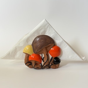 Pilz Serviettenhalter 1970er Jahre Serviettenhalter in Gelb, Braun & Orange