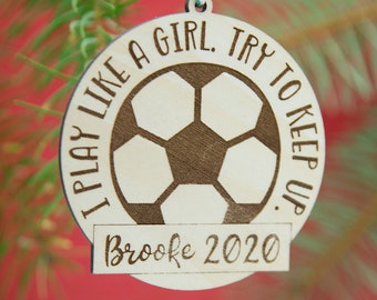 Personalized Play Like a Girl Ornament | Sports Girl Ornament, Custom Sports Ornament for Girls, Ornament for Girls