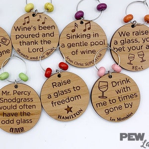 Musical Theater Lyrics Wine Charms Laser Engraved image 1