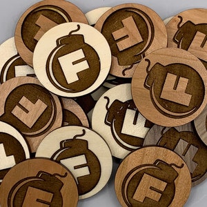 Engraved F-Bomb Coin FCK it, F Bomb, Explicit, My Last Fck, Fck It Coin, Flying Fck, Fck It Token, Wooden Coin image 1