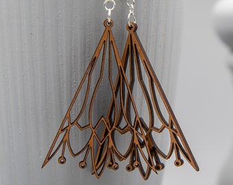 Delicate Floral Statement Earrings | Wooden Earrings, Wood Jewelry, Statement Earrings, Flower Earring, Fragile Earrings