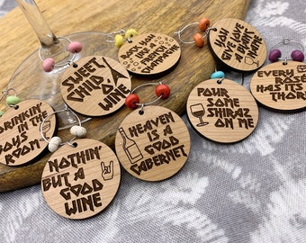 Hair Band Parody Wine Charms - Laser Engraved