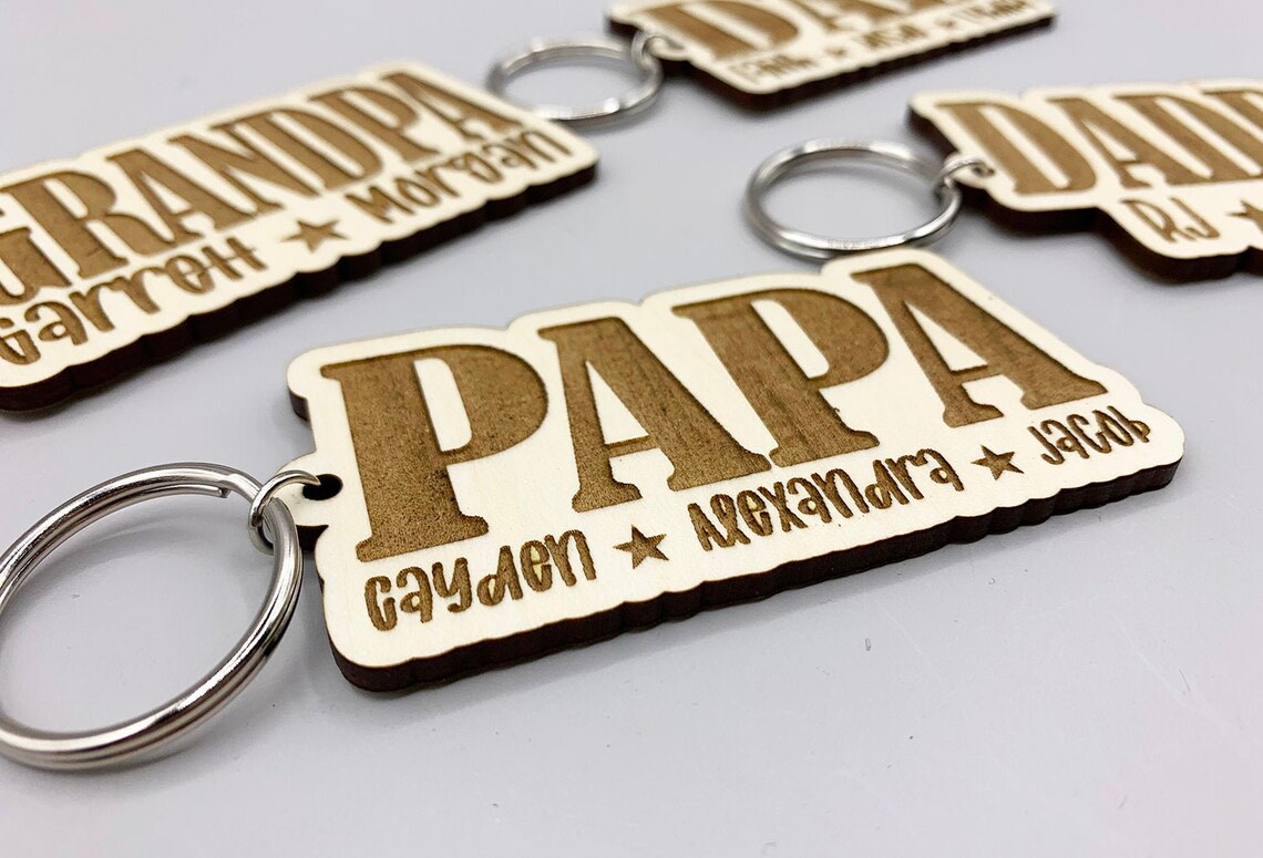Personalized Father's Day Keychain Custom Name Keychain Etsy