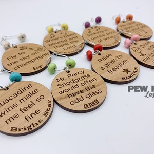 Musical Theater Lyrics Wine Charms Laser Engraved image 2