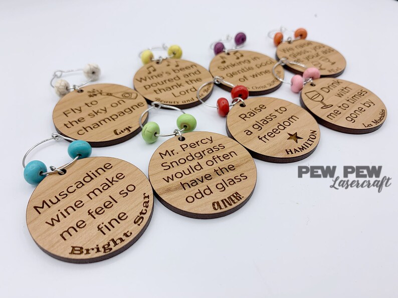 Musical Theater Lyrics Wine Charms Laser Engraved image 2