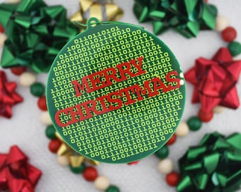 Binary Code Christmas Ornament, Gift for Computer Programmers and Tech Lovers, Holiday Geek Decor, Nerdy Stocking Stuffer
