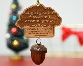 Preemie First Christmas Ornament | Mighty Oaks from Tiny Acorns Grow | Personalized Baby Keepsake | Custom NICU Grad Gift