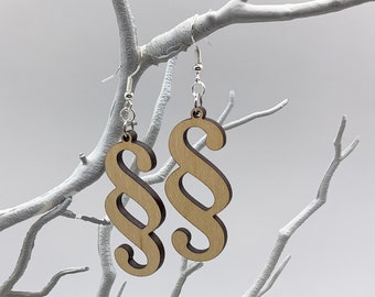 Section symbol Earrings -Grammar themed Laser-Cut Cherry Wood Earrings