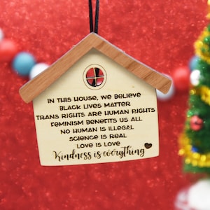 In this house we believe ornament, Family Mantra Ornament, In this house ornament, Progressive Beliefs Ornament