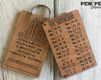 Custom Personalized Aurebesh Translator Keychain for Star Wars Galaxy's Edge Fans