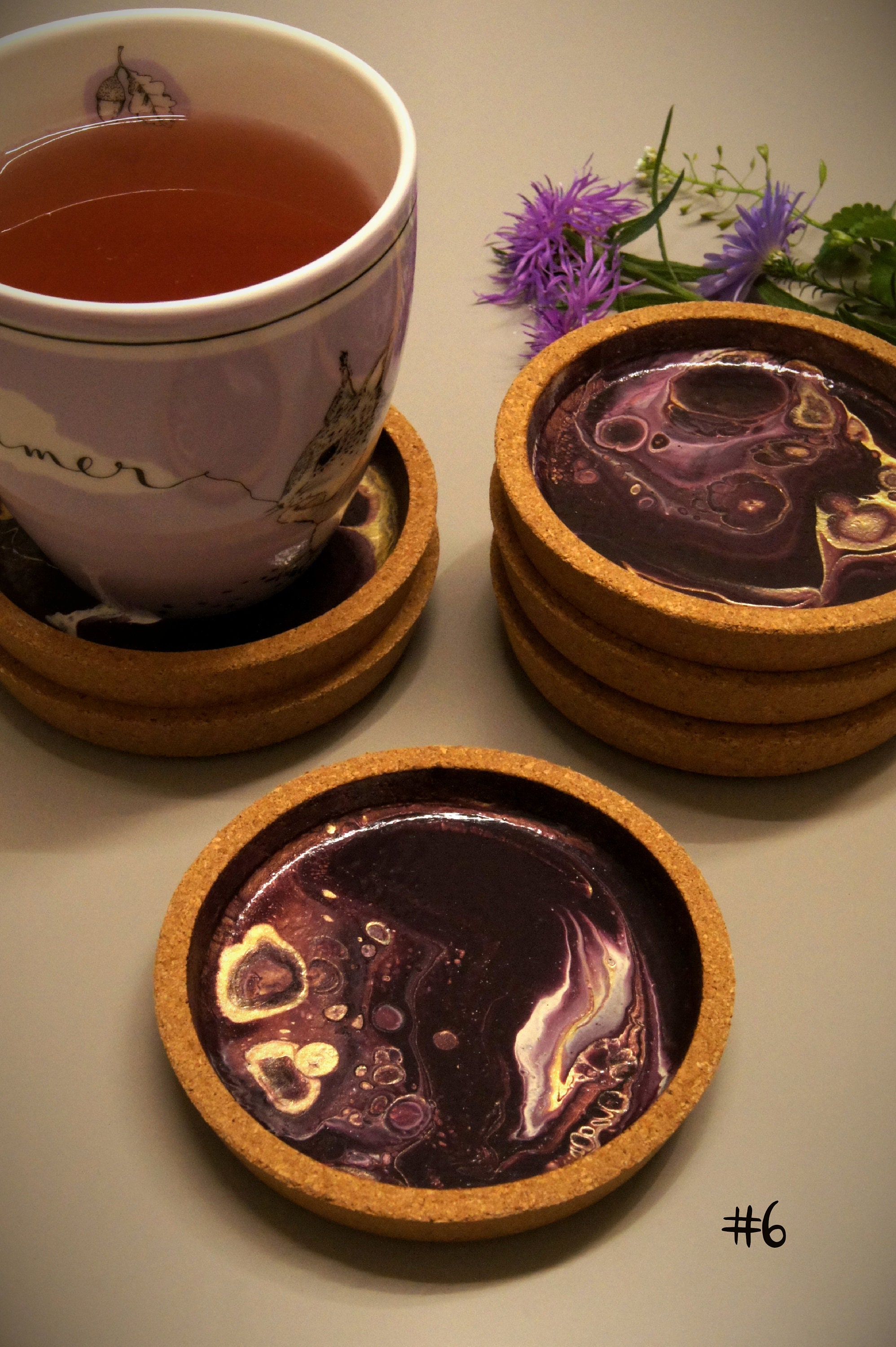 Coasters/Glass Coasters Round Acrylic Pouring Etsy España