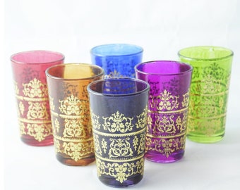 Multi-design handcrafted style cups cobalt tea glasses 50/% OFF vintage tea glasses Teapot Set of 3 vintage Moroccan tea glasses Trays