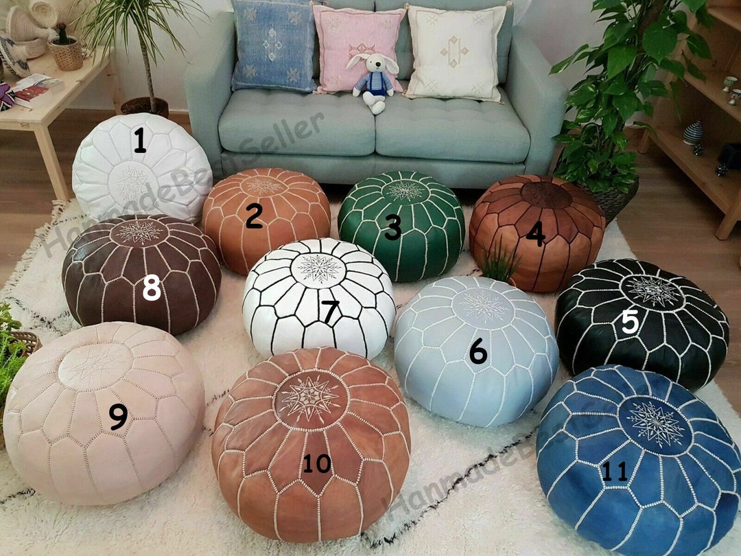 Moroccan leather footstool discount