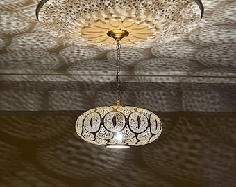 Brass Moroccan Pendant Light: Decorative Hanging Lamp