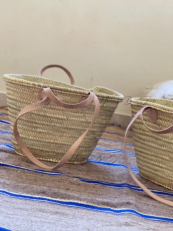 Handmade Moroccan Straw Bag With Leather Handles - Etsy