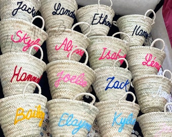 Personalized Straw Basket: Embroidered Beach Tote, Bridal Shower Gift