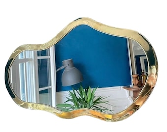 Irregular Brass Mirror: Handmade Moroccan Wall Decor