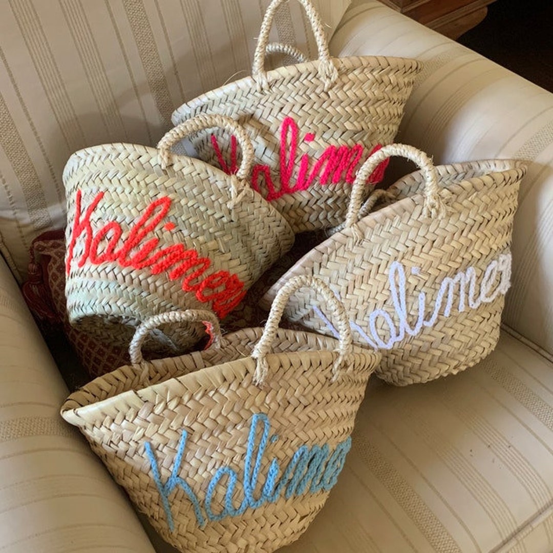 Personalized Straw Bag Easter Basket Bridal Shower Bags - Etsy