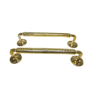 Handcrafted Moroccan Brass Door Pull Handle: Vintage Engraved Boho Decor