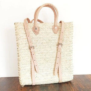 Sac à dos marocain en paille : sac de plage tissé à la main en feuille de palmier