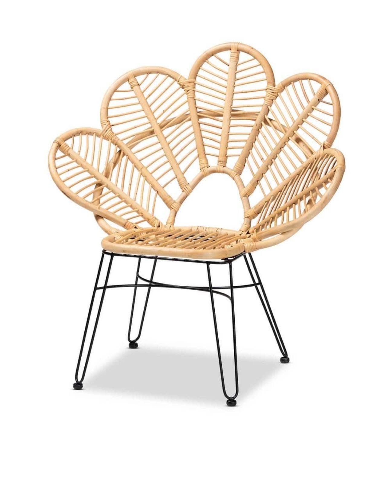 Boho Rattan Accent Chair – Handmade Petal Design Seating - Etsy