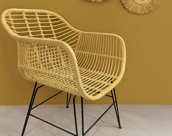 Stoel natuurlijke rotan – handgemaakt boho-bloembladontwerp, lichtgewicht