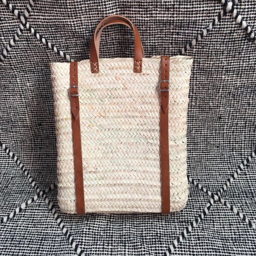 50 OFF Straw Beach Bag With Leather Strap Straw Backpack Etsy