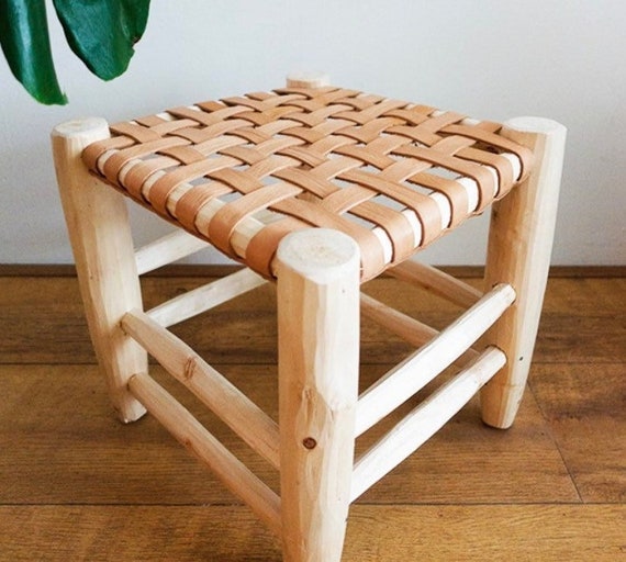 50 OFF Moroccan Wooden and Braided Stool Woven Foot Stool With